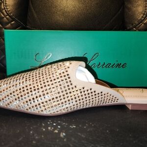 Lauren Lorraine Beige Perforated Flats